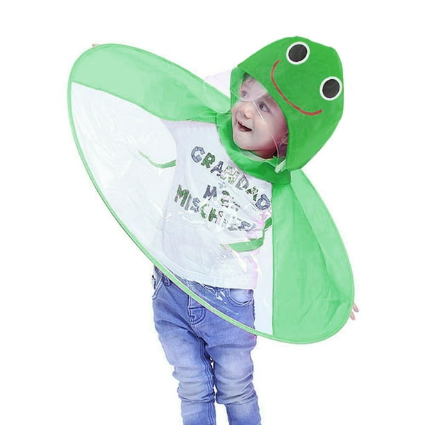 Toddler Baby Boy Girl Cute Raincoat UFO Children Cartoon Hoodie Umbrella Hat Magical Hands Free 